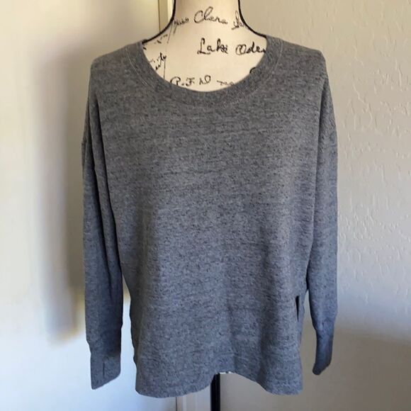 Athleta Speckled Gray Fleeced Lined Sweatshirt - Picture 1 of 10